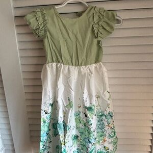 New Green and White Kids Dress
